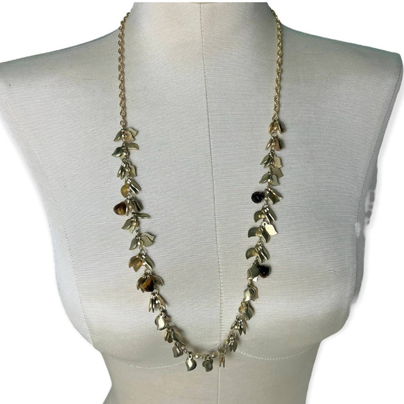 New Saks Fifth Avenue Gold Leaf Necklace - Picture 1 of 3